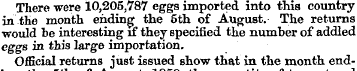 There were 10,205,787 eggs imported into...