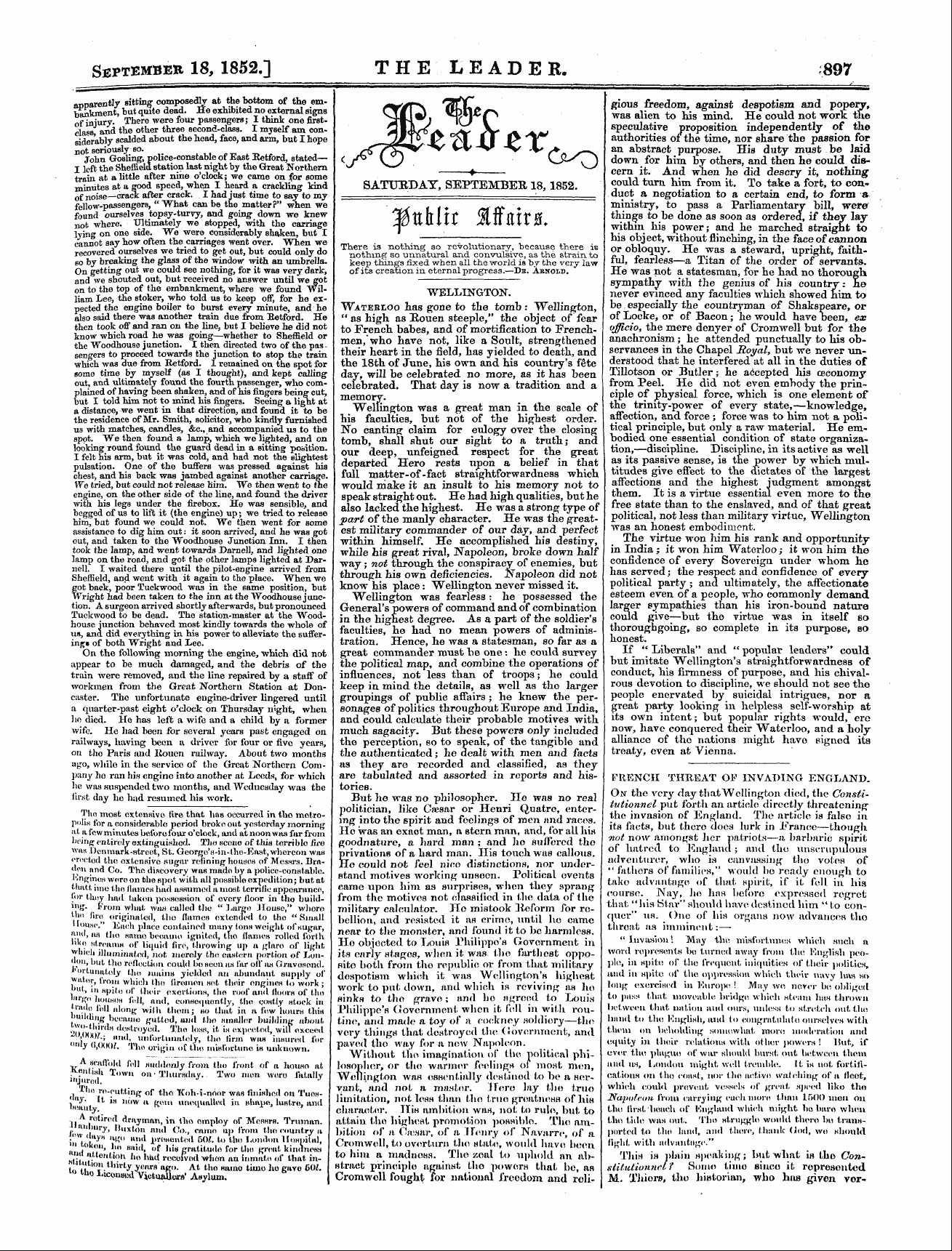 Leader (1850-1860): jS F Y, Country edition - ^Tt Hltr Mails.