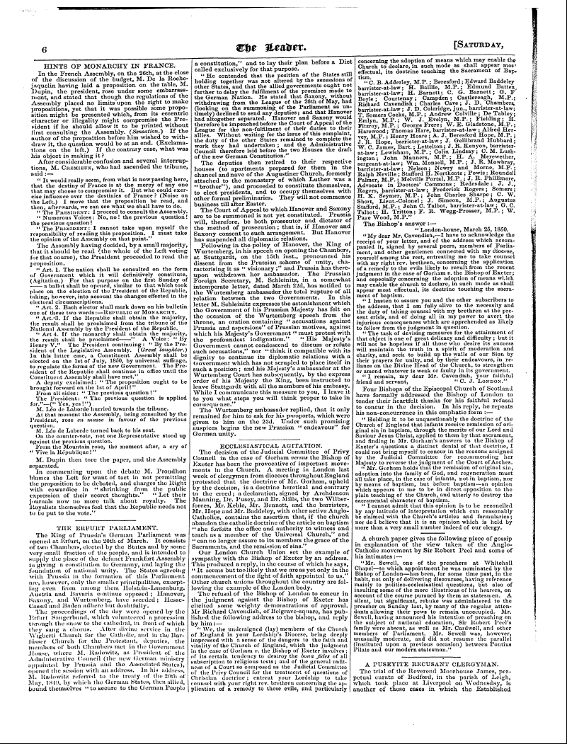 Leader (1850-1860): jS F Y, 1st edition - ,,,.,,,, R , , , Lluu Ehfultt Parliament...