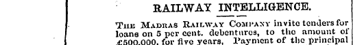 RAILWAY INTELLIGENCE.. The Madras Railwa...