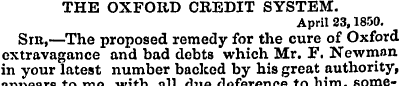 THE OXFORD CREDIT SYSTEM. April 23,1850....