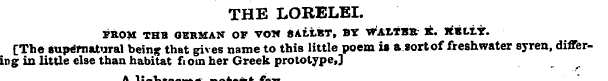 THE LORELEI. FROM THB GERMAN OF VOT« SAL...