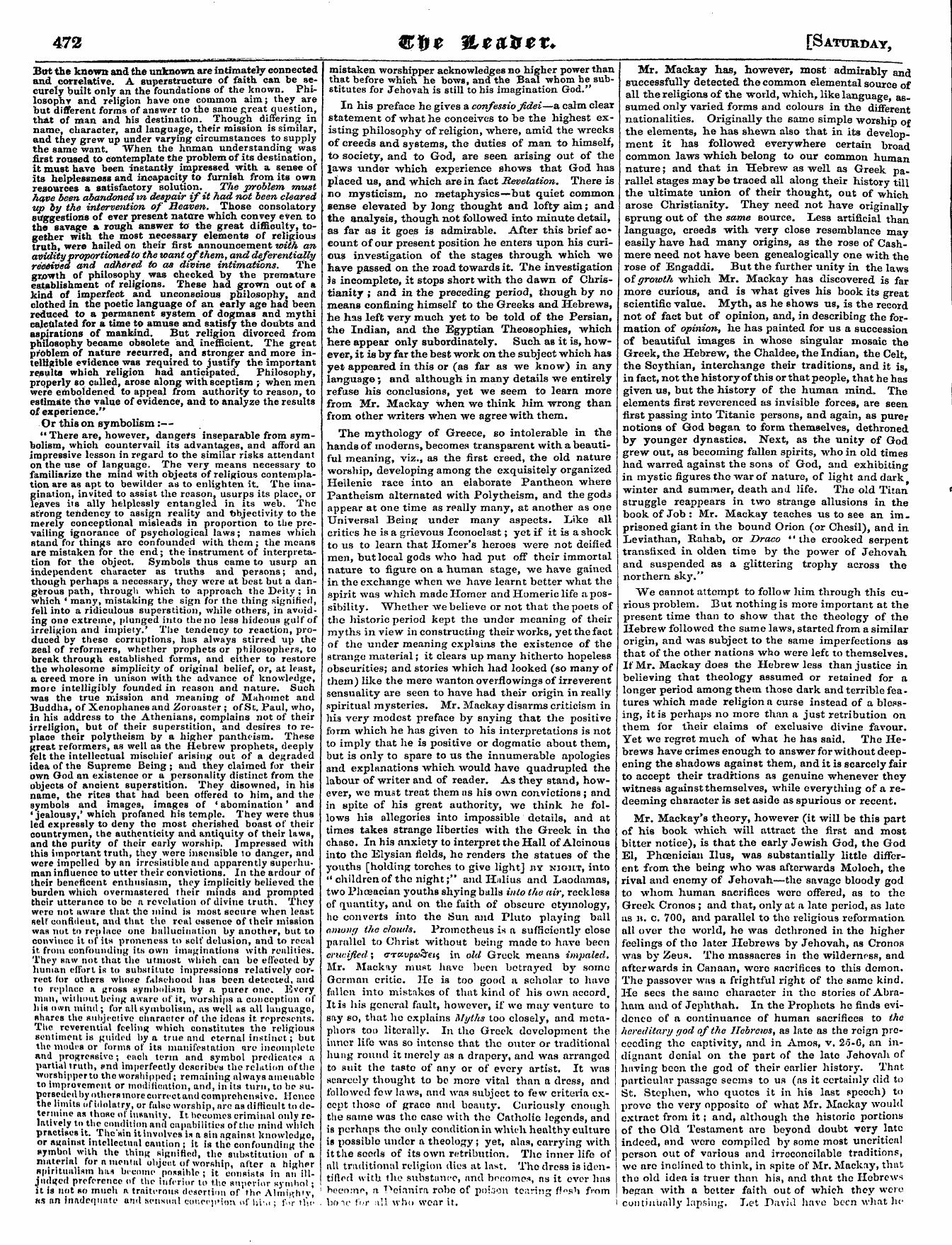Leader (1850-1860): jS F Y, Country edition - 472 &I)V Iltahet. [Saturday,