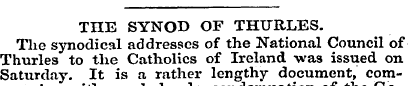 THE SYNOD OF THURLES. The synodical addr...