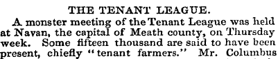 THE TENANT LEAGUE. A monster meeting of ...