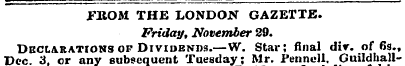 JFROM THE LONDON GAZETTE. Friday, Novemb...