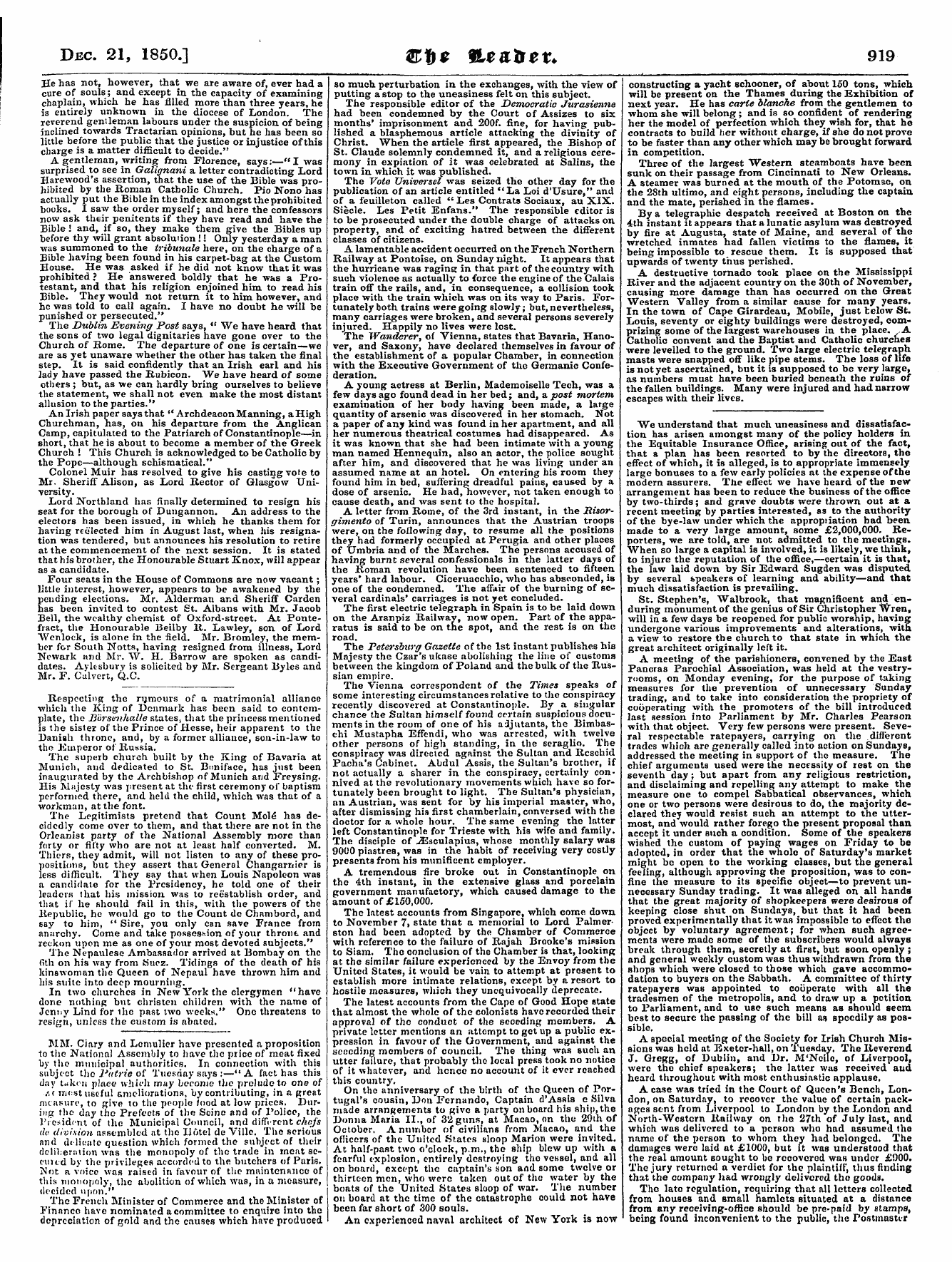 Leader (1850-1860): jS F Y, Country edition - Dec. 21, 1850.] &Ff$ 9l$&1tet> 919