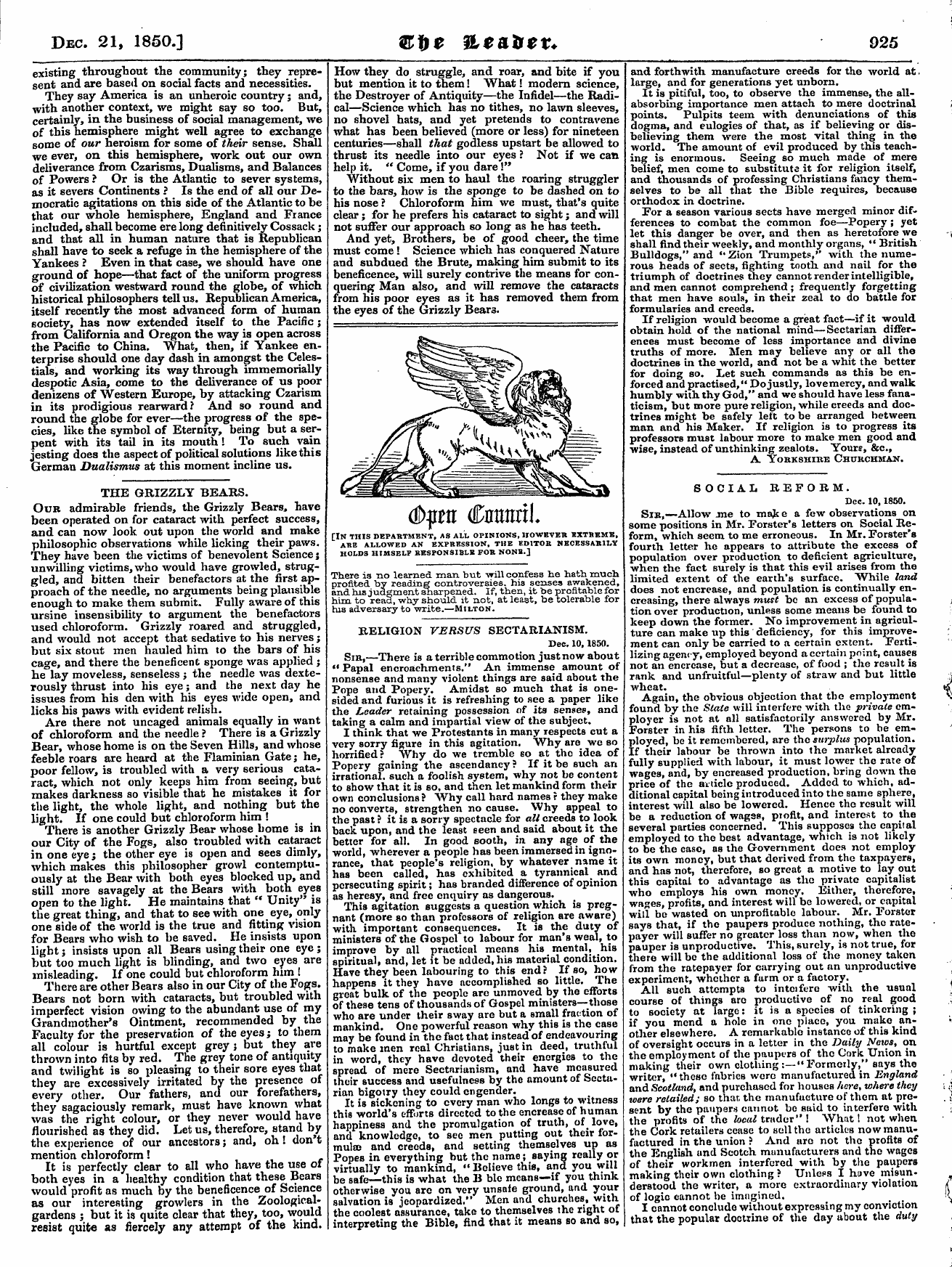 Leader (1850-1860): jS F Y, Country edition - Dec. 21, 1850.] Trff E Qleaiiev. 925