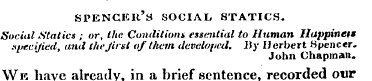 spencer's social statics. Social Statics...