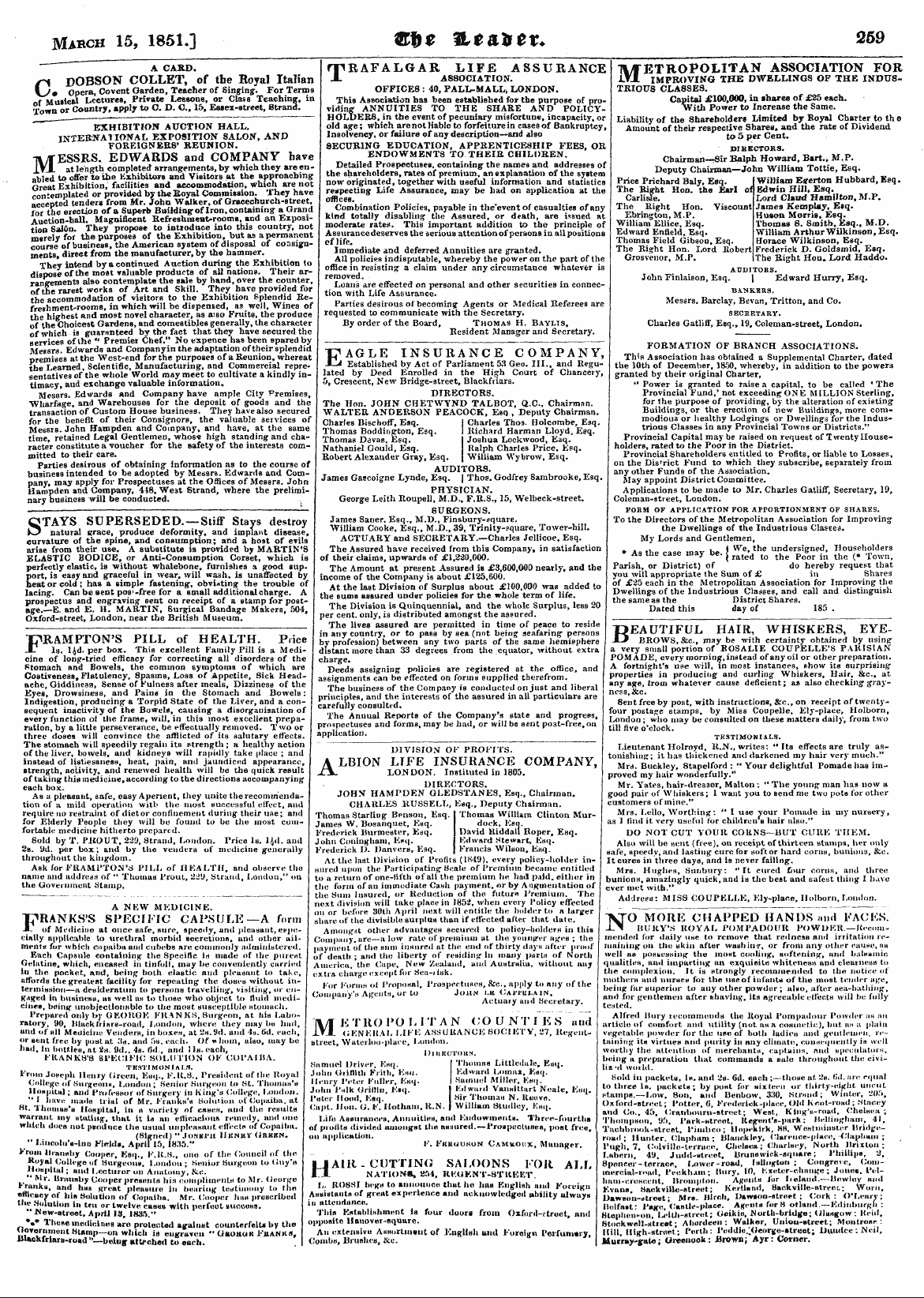 Leader (1850-1860): jS F Y, Country edition - March 15, 1851.] W&Z Ilt&Xltt. 259