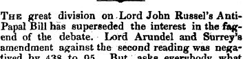 The great division on Lord John Russel's...