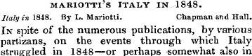 MARIOTTl'S ITALY IN, 1848. Italy in 1848...