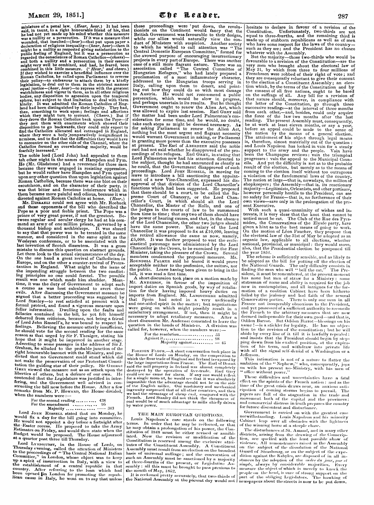 Leader (1850-1860): jS F Y, Country edition - March 29, 1851.] ®T)C Hcaftcw 287