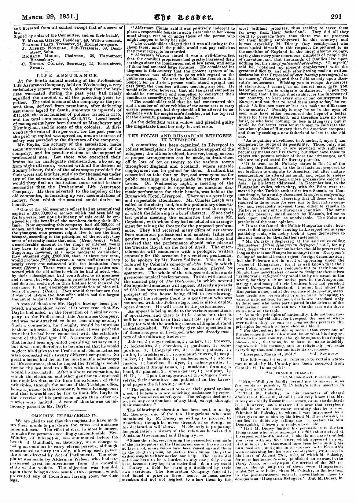 Leader (1850-1860): jS F Y, Country edition - March 29, 1851.] ®Jh ^ Wlt&Ttu 291