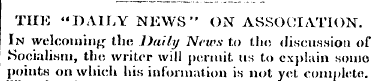 THE "DAILY NEWS" ON ASSOCIATION. In welc...