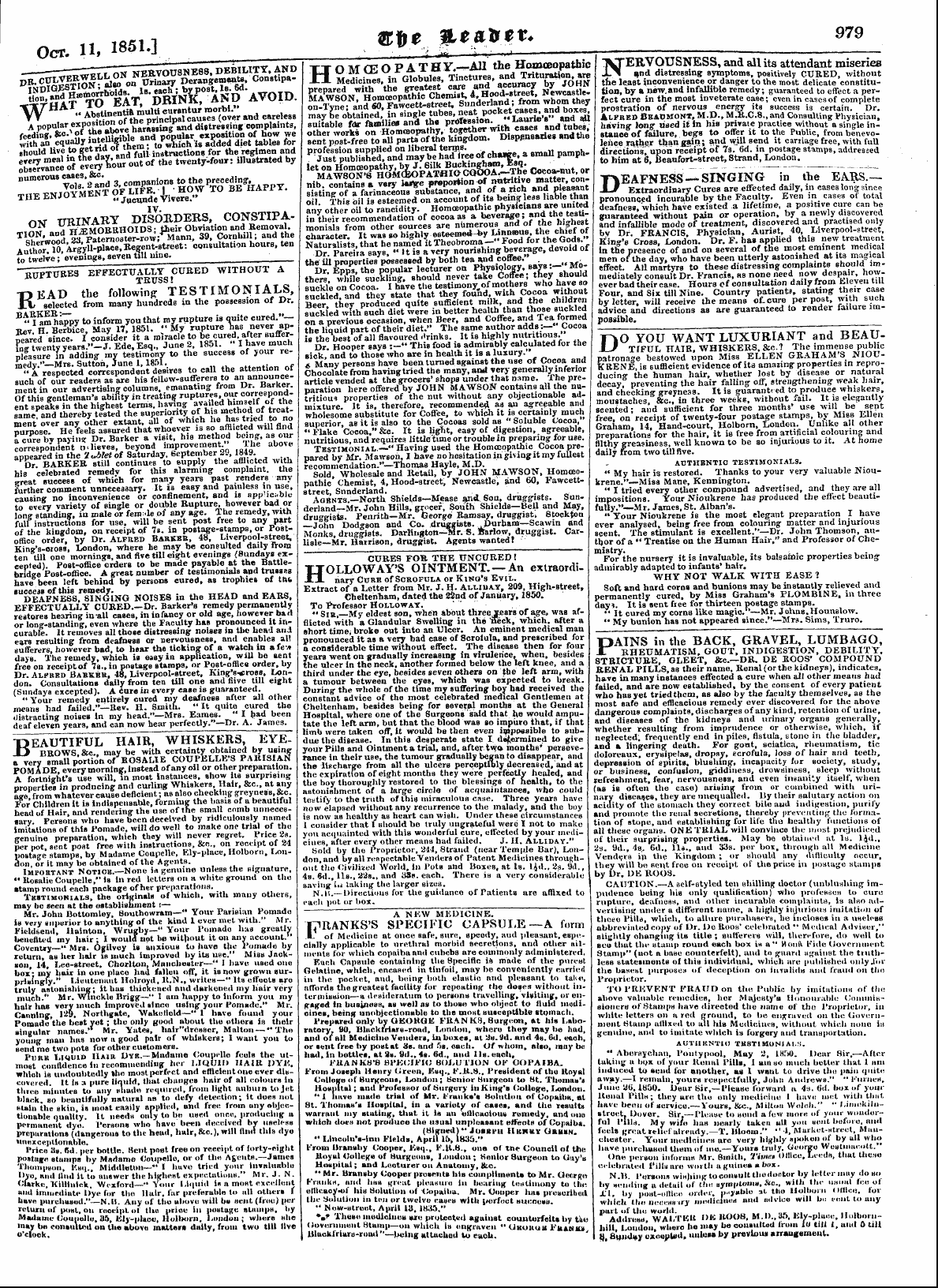 Leader (1850-1860): jS F Y, Country edition - Oct. U, 1851.]