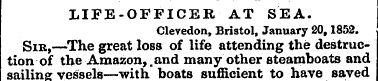 LIFE-OFFICER AT SEA. Clevedon, Bristol, ...