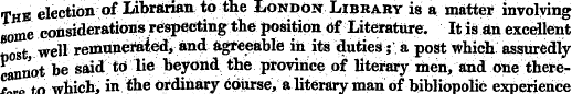 The election of Librarian to the London ...
