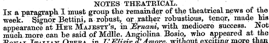 NOTES THEATRICAL. In a paragraph 1 must ...