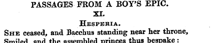 PASSAGES FROM A BOY'S EPIC. XI. Hesperia...