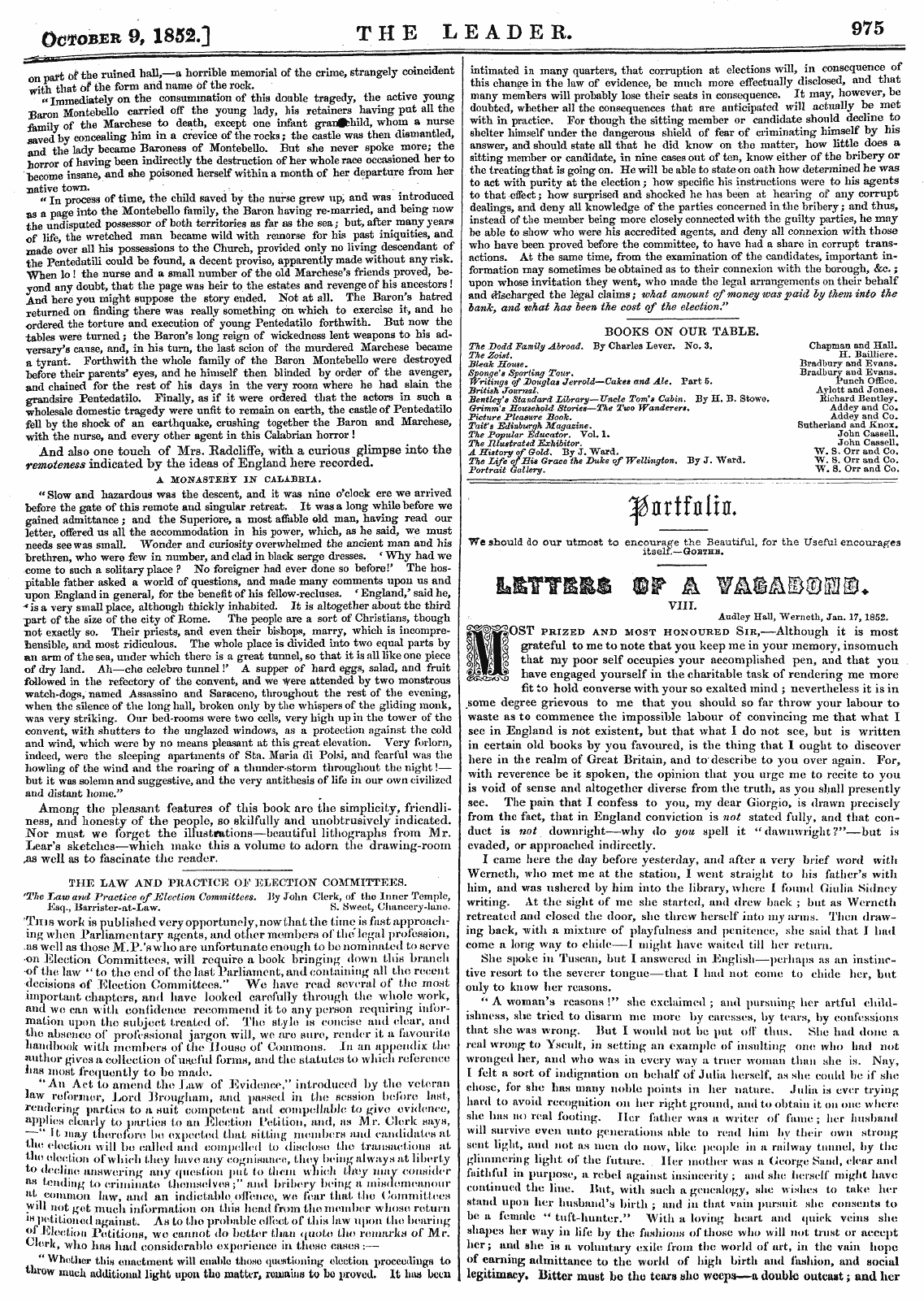 Leader (1850-1860): jS F Y, Country edition - October 9, 1852.] The Leader. 975