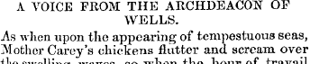 A VOICE FROM THE ARCHDEACON OF WELLS. As...