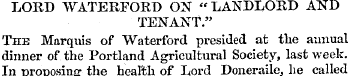 LORD WATERFORD ON "LANDLORD AND TENANT."...