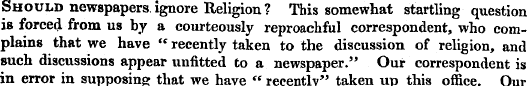 Should newspapers ignore Religion? This ...