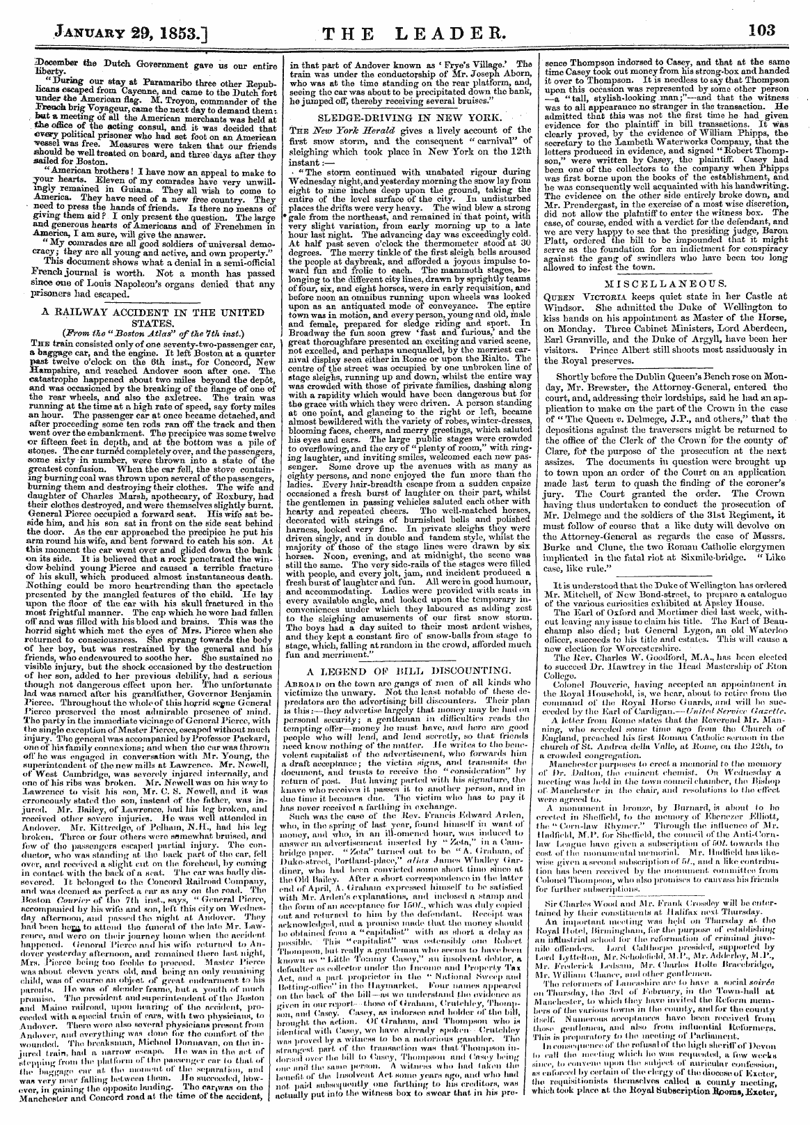Leader (1850-1860): jS F Y, Country edition - January 29, 1853.] The Leader. 103
