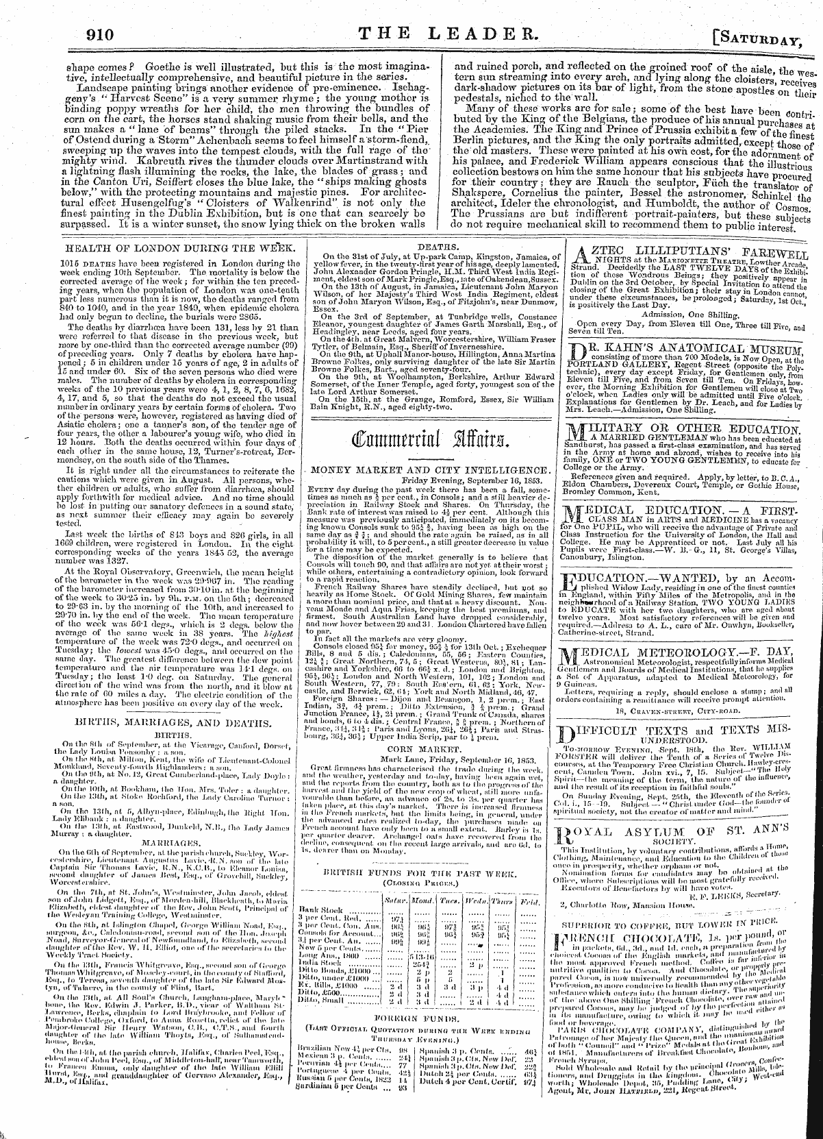 Leader (1850-1860): jS F Y, Country edition - Cnimntrrial Ilffatrs.