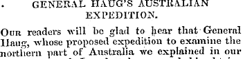 GENERAL HAUG'S AUSTRALIAN EXPEDITION. Ou...