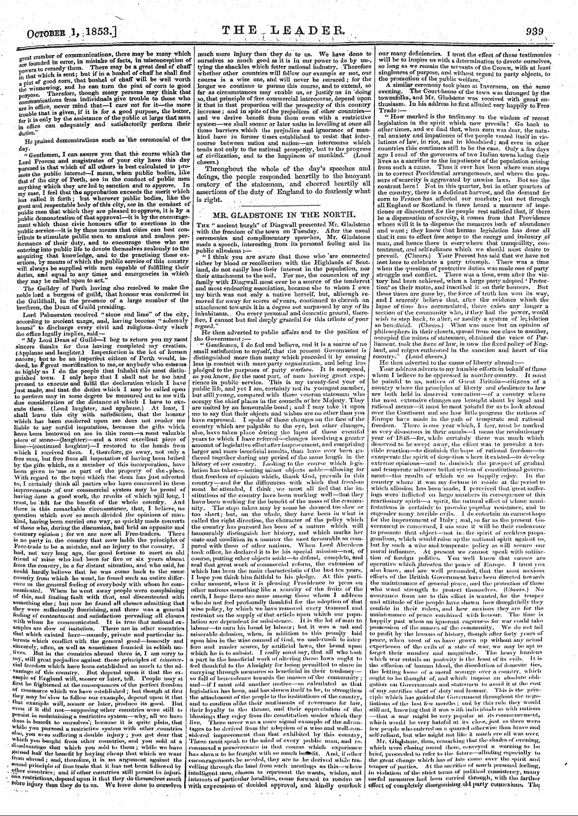 Leader (1850-1860): jS F Y, 2nd edition - October 1,1853.] The..Le4.Der. 939 - ' :...