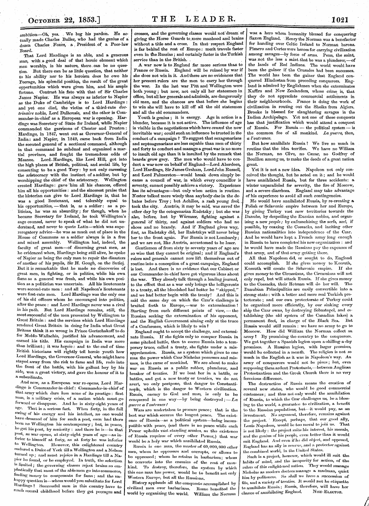 Leader (1850-1860): jS F Y, Country edition - October 22, 1853.] The Leader. 1021