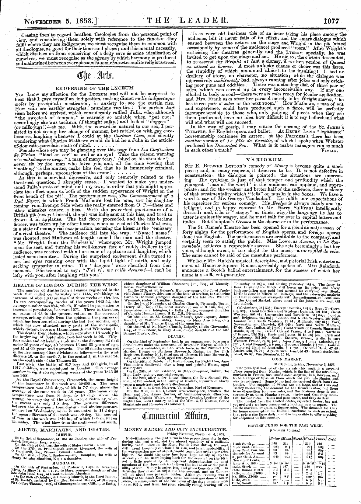 Leader (1850-1860): jS F Y, Country edition - Cniitiiwrriiil Mnira.