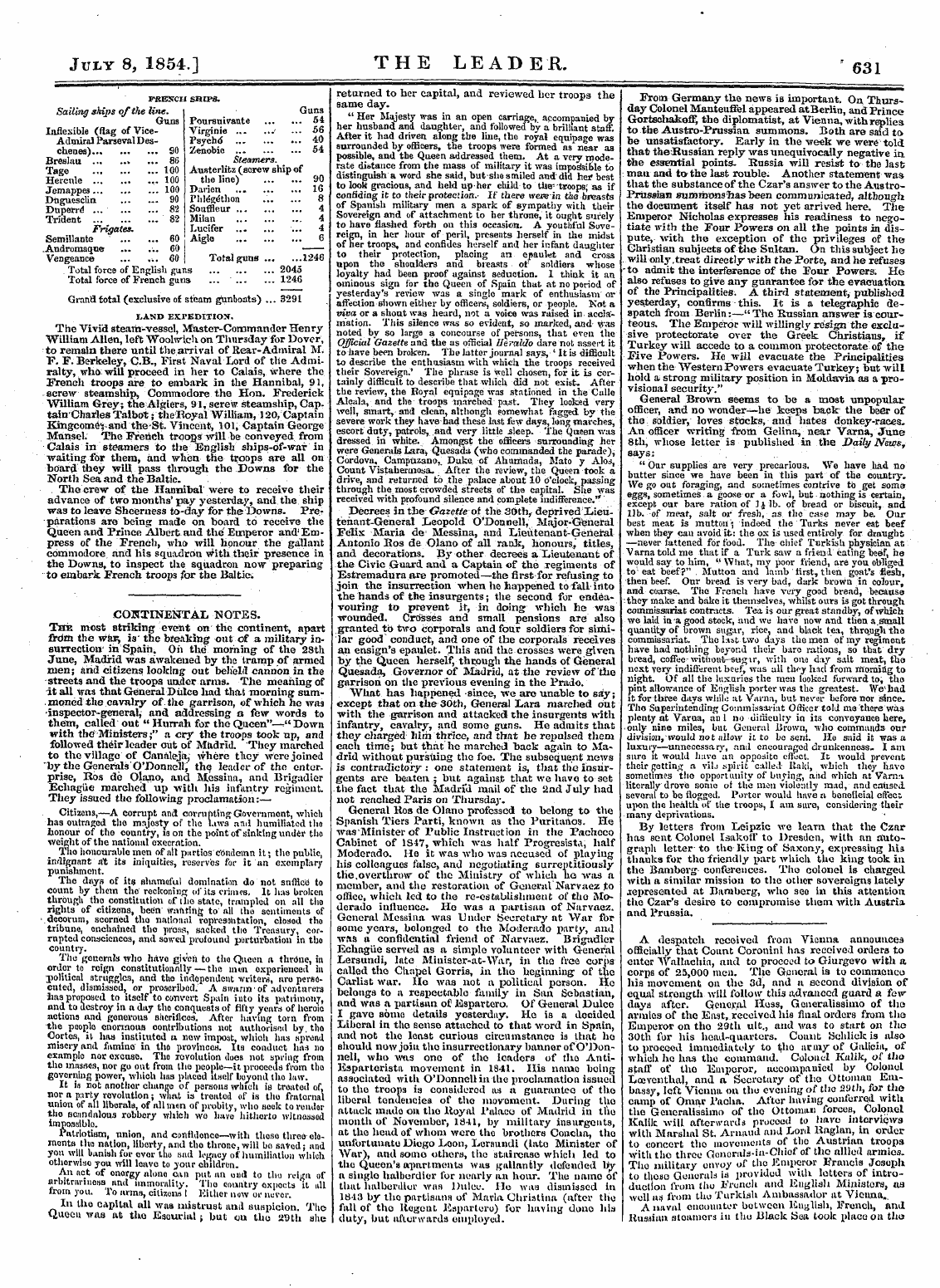 Leader (1850-1860): jS F Y, 2nd edition - July 8, 1854.] The Leader. ' 631
