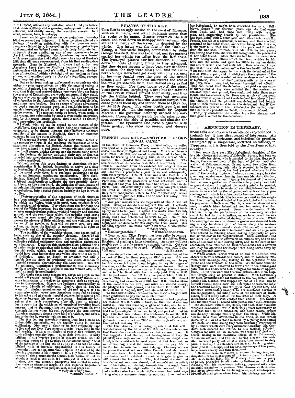 Leader (1850-1860): jS F Y, 2nd edition - July 8, 1854. J T H E L E Ad E R. . 633