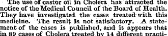 The use of castor oil in Cholera has att...
