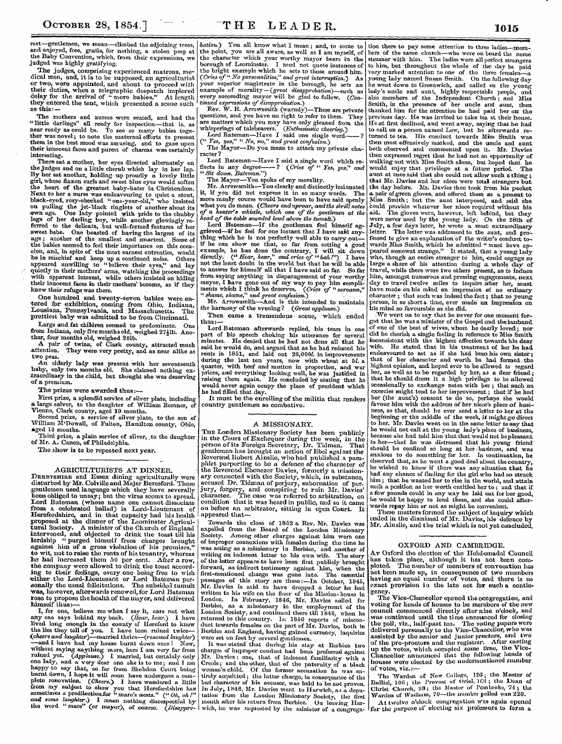 Leader (1850-1860): jS F Y, Country edition - October 28, 1854] The Leader. 1015