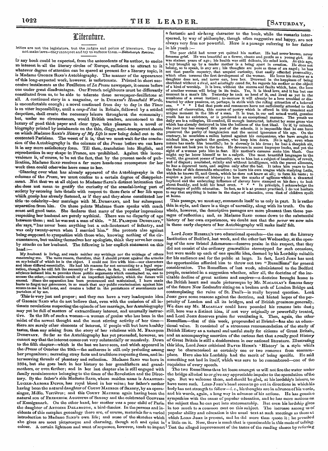 Leader (1850-1860): jS F Y, Country edition - R*Ry*± Iluerflttltb*