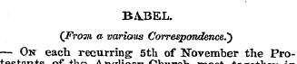 BA.BEL. (From a various Correspondence.*...