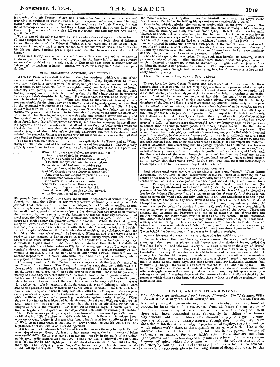 Leader (1850-1860): jS F Y, Country edition - November 4, 1854.] The Leader. 1049