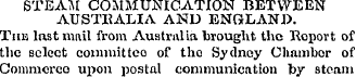 STEAM COMMUNICATION BETWEEN AUSTRALIA AN...
