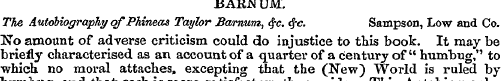 BARNUM. The Autobiography qfPhineas Tayl...