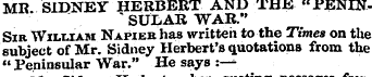 MR SIDNEY HERBERT AND THE "PENIN-* SULAR...