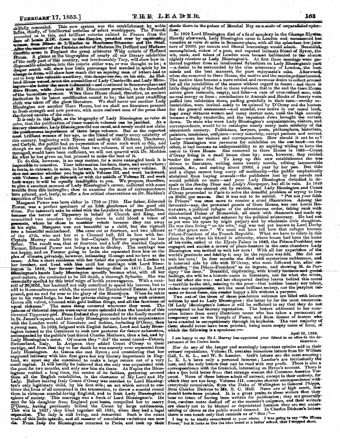 Leader (1850-1860): jS F Y, 2nd edition - Tenr Was The Fbbb^Kwrl7, 1855.] ' Wimm L...