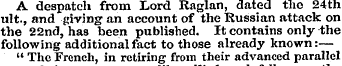 A despatch from Lord Raglan, dated the 2...