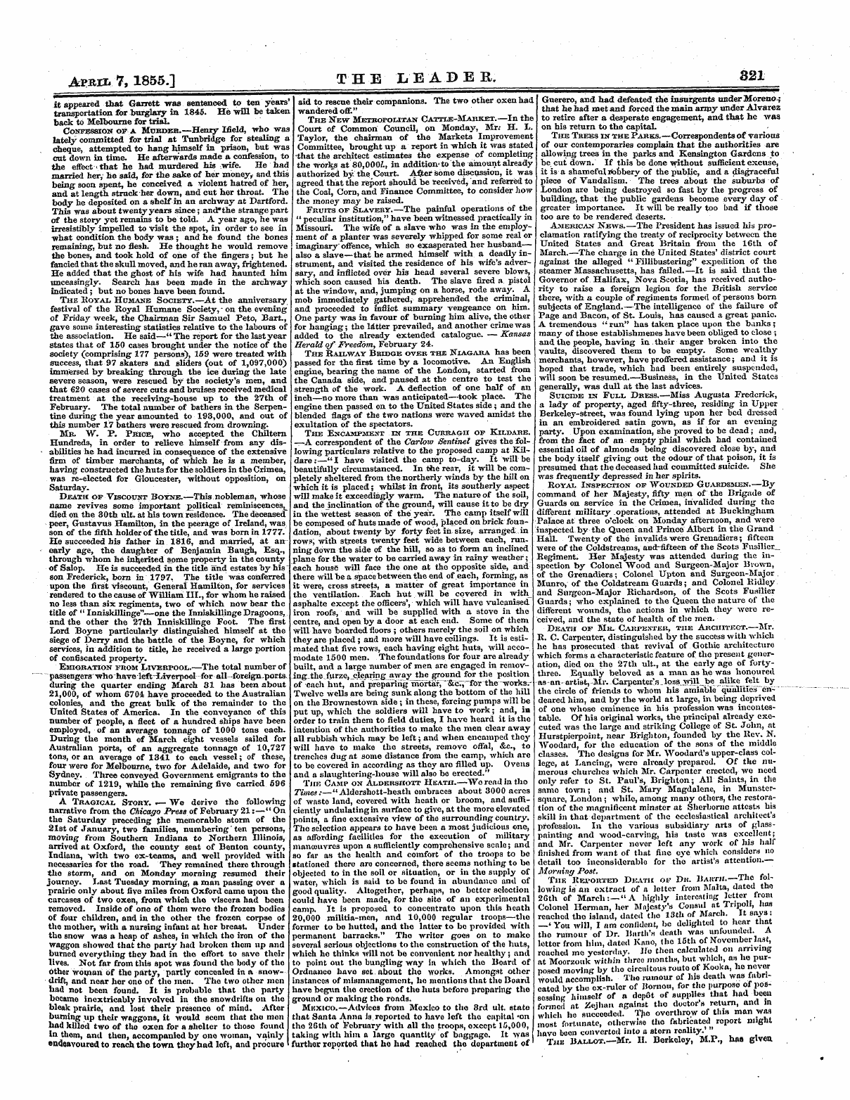 Leader (1850-1860): jS F Y, 2nd edition - Apbi* 7,1855.] The Leader. 321