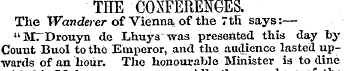 THE CONFERENCES. The Wanderer of Vienna....