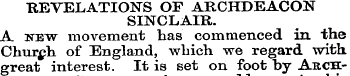 REVELATIONS OF ARCHDEACON SINCLAIR. A ne...