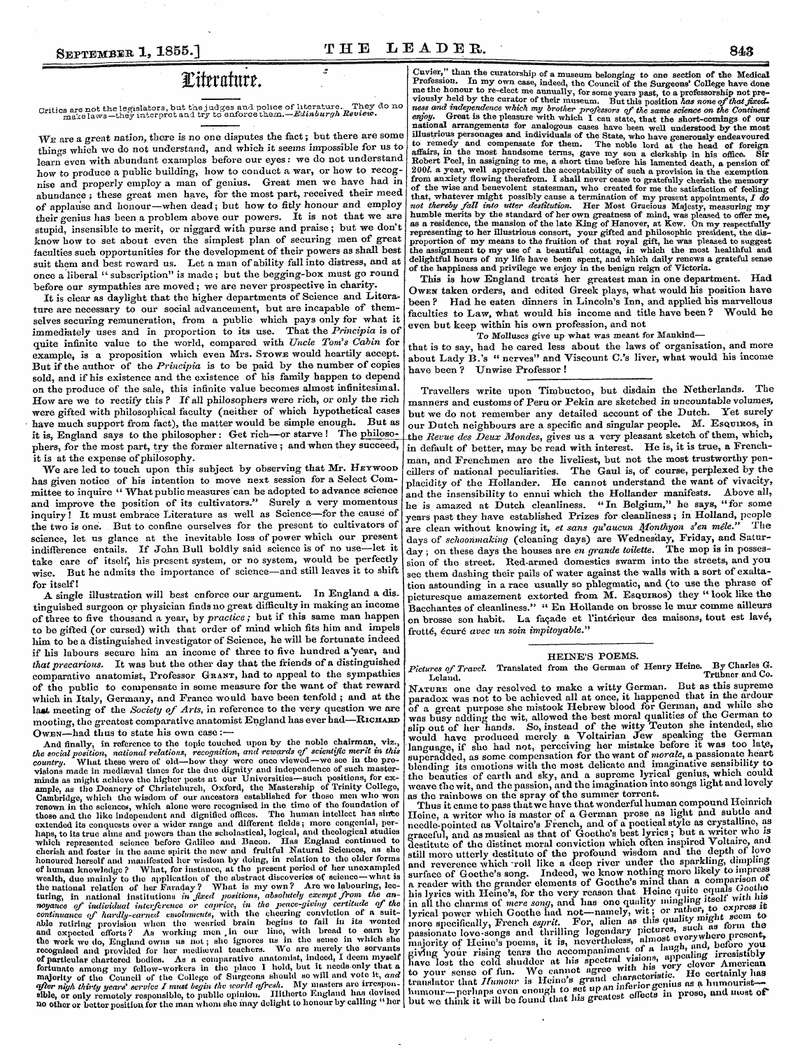 Leader (1850-1860): jS F Y, 2nd edition - September 1, 1855.] The Leader. 843